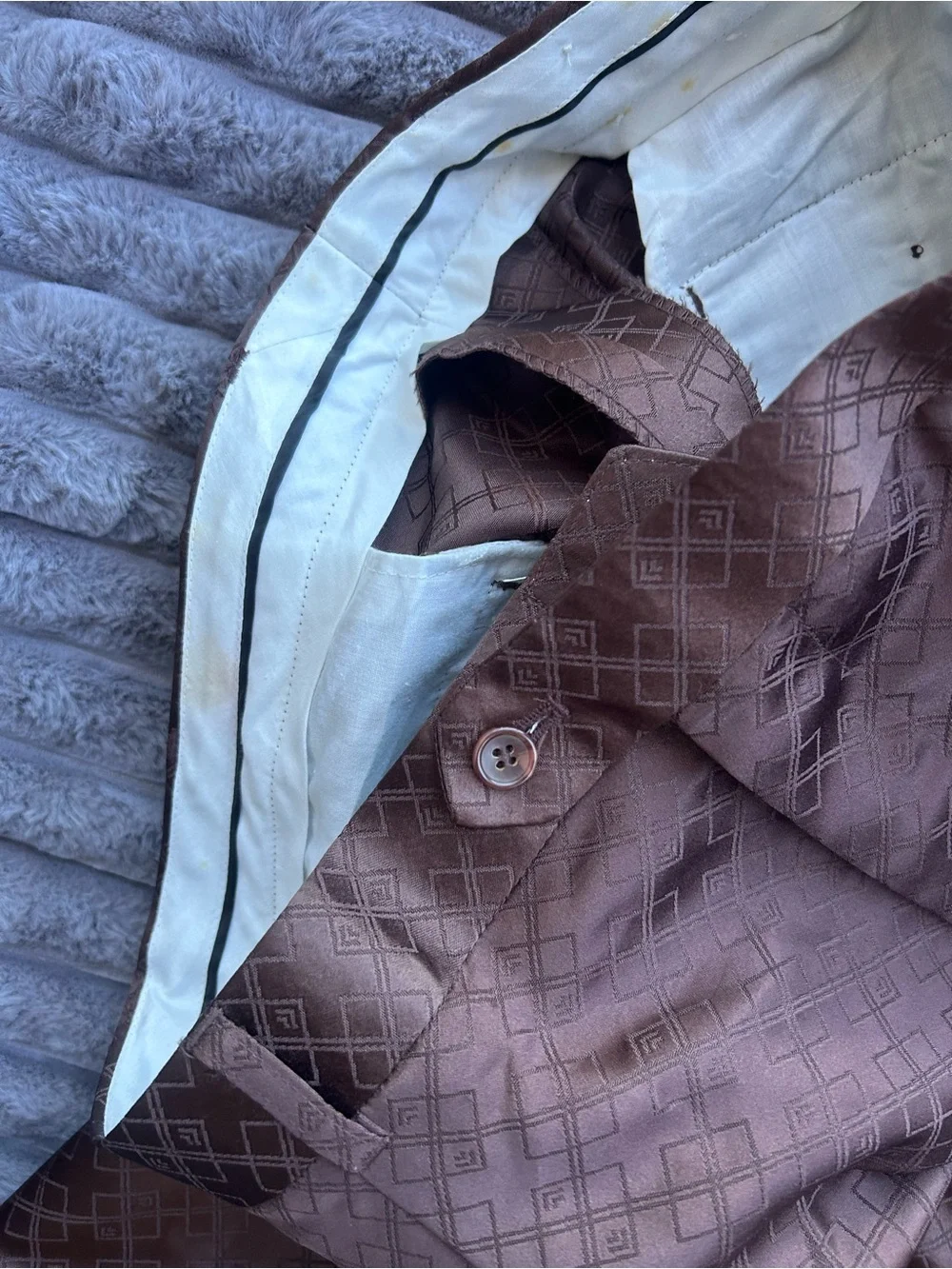 J. Vutal Set Brown long-sleeve button-down shirt/ Brown Matching Pants